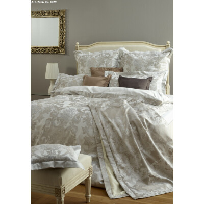 Mako-Brokat-Damast Bettwäsche - Curt Bauer Louis XIV 155x220 + 80x80 cm-1029 altsilber