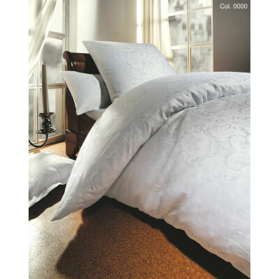 Mako-Brokat-Damast Bettwäsche - Curt Bauer Florenz 240x220 + 2x80x80 cm-0000 weiß